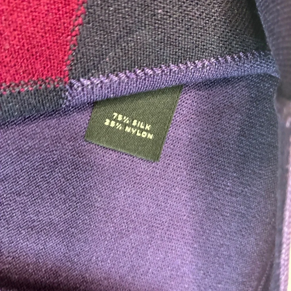 Murano Sweater Men XL Purple Argyle Silk Blend Crewneck Long Sleeve F55SM025